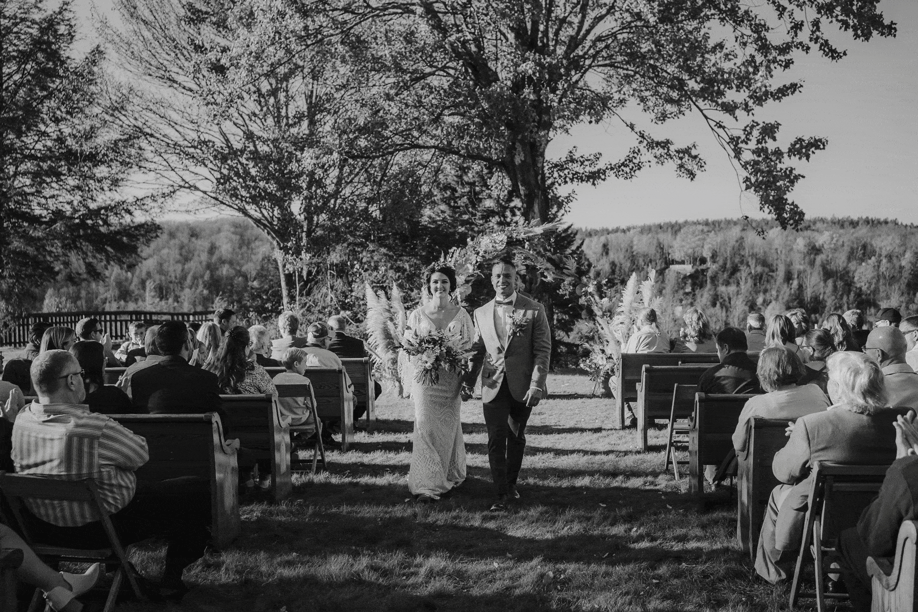 blackwater falls wedding couple walking out of ceremony