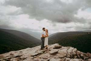 west virginia elopement in dolly sods wilderness where the couple is hugging after their ceremony on a mountaintop